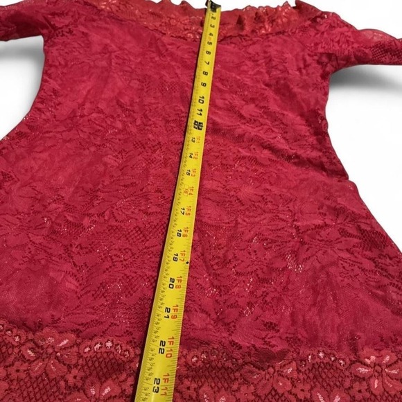 Ice Vanilla Lace Off Shoulder Top Womens hot pink Floral mesh - Picture 4 of 8